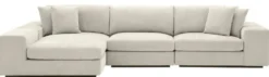Casa Padrino Luxus Ecksofa Sandfarben / Schwarz 380 x 200 x H. 90 cm - Wohnzimmer Sofa mit Kissen - Luxus Qualität