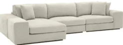 Casa Padrino Luxus Ecksofa Sandfarben / Schwarz 380 x 200 x H. 90 cm - Wohnzimmer Sofa mit Kissen - Luxus Qualität