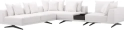 Casa Padrino Luxus Ecksofa Weiß / Bronzefarben 340 x 292 x H. 64 cm - Edles Wohnzimmer Sofa mit Kissen - Luxus Möbel - Luxus Qualität