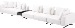 Casa Padrino Luxus Ecksofa Weiß / Bronzefarben 340 x 292 x H. 64 cm - Edles Wohnzimmer Sofa mit Kissen - Luxus Möbel - Luxus Qualität