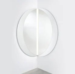 Casa Padrino Luxus Eckspiegel 150 x 3,5 x H. 150 cm - Eck Wandspiegel mit LED Streifen - Hotel Spiegel - Boutique Spiegel - Luxus Qualität