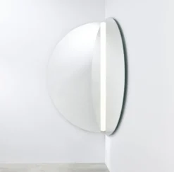 Casa Padrino Luxus Eckspiegel 150 x 3,5 x H. 150 cm - Eck Wandspiegel mit LED Streifen - Hotel Spiegel - Boutique Spiegel - Luxus Qualität