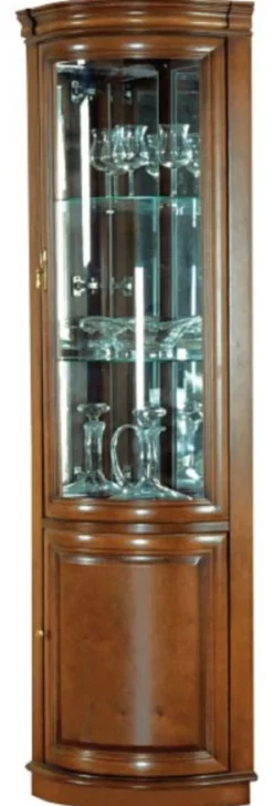 Casa Padrino Luxus Eckvitrine Braun 40 x 45 x H. 212 cm - Massivholz Eckschrank - Wohnzimmerschrank - Luxus Massivholz Wohnzimmer Möbel