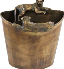 Casa Padrino Luxus Edelstahl Weinkühler mit 2 Messing Tragegriffen Vintage Messingfarben 25,5 x 25,5 x H. 23 cm - Hotel Restaurant Gastronomie Accessoires Panther
