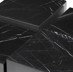 Casa Padrino Luxus Edelstahl Couchtisch Set mit Marmor Tischplatten Bronze / Schwarz - Wohnzimmer Möbel - Luxus Möbel - Luxus Kollektion