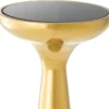 Casa Padrino Luxus Edelstahl Beistelltisch mit Glasplatte Gold / Schwarz Ø 29 x H. 71,5 cm - Hotel Möbel
