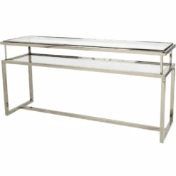 Casa Padrino Luxus Edelstahl Konsole mit Glasplatten Silber 160 cm - Luxus Interior