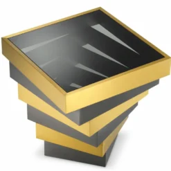 Casa Padrino Luxus Edelstahl Beistelltisch mit Glasplatte Messing / Bronze / Grau