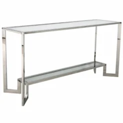 Casa Padrino Luxus Edelstahl Konsole mit Glasplatten Silber 160 cm - Luxus Möbel