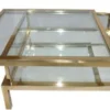 Casa Padrino Luxus Edelstahl Couchtisch Gold 100 x 100 x H. 40 cm - Quadratischer Wohnzimmertisch mit Glasplatten - Wohnzimmer Möbel