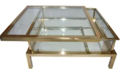 Casa Padrino Luxus Edelstahl Couchtisch Gold 100 x 100 x H. 40 cm - Quadratischer Wohnzimmertisch mit Glasplatten - Wohnzimmer Möbel