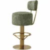 Casa Padrino Luxus Edelstahl Barstuhl Grün / Messing H. 104 cm - Luxus Bar Möbel