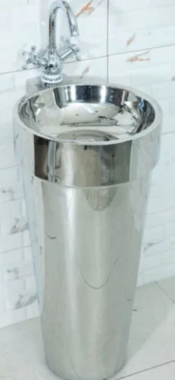 Casa Padrino Luxus Edelstahl Waschtisch Silber 40 x H. 86 cm - Badezimmer Möbel - Hotel & Restaurant Kollektion - Luxus Qualität