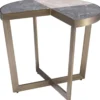 Casa Padrino Luxus Edelstahl Beistelltisch mit Marmor Tischplatte Grau / Beige / Messingfarben Ø 60 x H. 50,5 cm - Luxus Möbel