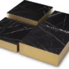 Casa Padrino Luxus Edelstahl Couchtisch Set mit Marmor Tischplatten Messingfarben / Schwarz - Wohnzimmer Möbel - Luxus Möbel - Luxus Kollektion