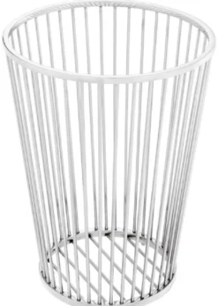 Casa Padrino Luxus Edelstahl Wäschekorb Silber Ø 30 x H. 40,5 cm - Luxus Badezimmer Accessoires