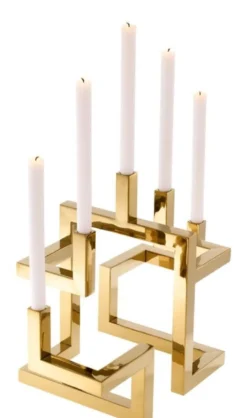 Casa Padrino Luxus Edelstahl Kerzenhalter 5-armig Messingfarben 55 x 29 x H. 41,5 cm - Hotel & Restaurant Deko Accessoires
