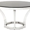 Casa Padrino Luxus Edelstahl Esstisch mit schwarzem Glas 130 x H. 75 cm - Designer Tisch