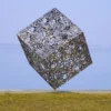 Casa Padrino Luxus Edelstahl Garten Skulptur Würfel Silber 150 x 130 x H. 170 cm - Handgefertigte Wetterbeständige Garten Dekoration - Luxus Kollektion