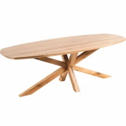 Casa Padrino Luxus Eichenholz Esstisch Naturfarben 220 cm - Massivholz Küchentisch - Esszimmer Möbel