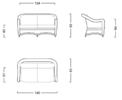 Casa Padrino Luxus 2er Gartensofa mit Kissen Dunkelbraun / Weiß 140 cm