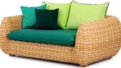 Casa Padrino Luxus 2er Gartensofa Naturfarben / Grün 194 cm