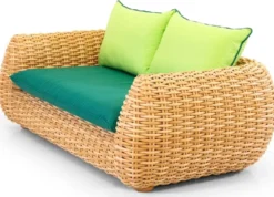 Casa Padrino Luxus 2er Gartensofa Naturfarben / Grün 194 cm