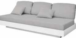 Casa Padrino Luxus 3er Gartensofa Grau / Matt Weiß 210 x 90 x H. 70 cm - Wetterbeständiges Garten Terrassen Sofa - Hotel Möbel - Luxus Qualität