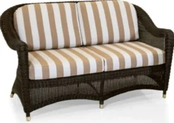 Casa Padrino Luxus 2er Gartensofa Dunkelbraun / Weiß / Braun 140 cm
