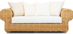 Casa Padrino Luxus 2er Gartensofa Naturfarben / Weiß 205 cm