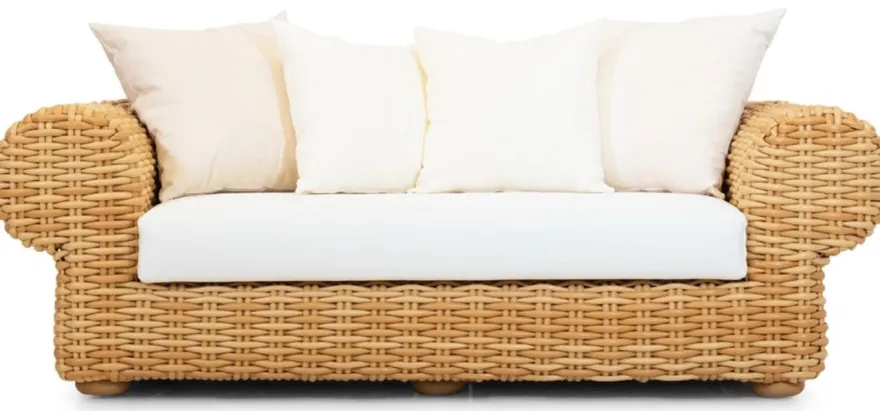 Casa Padrino Luxus 2er Gartensofa Naturfarben / Weiß 205 cm