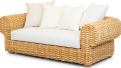 Casa Padrino Luxus 2er Gartensofa Naturfarben / Weiß 205 cm