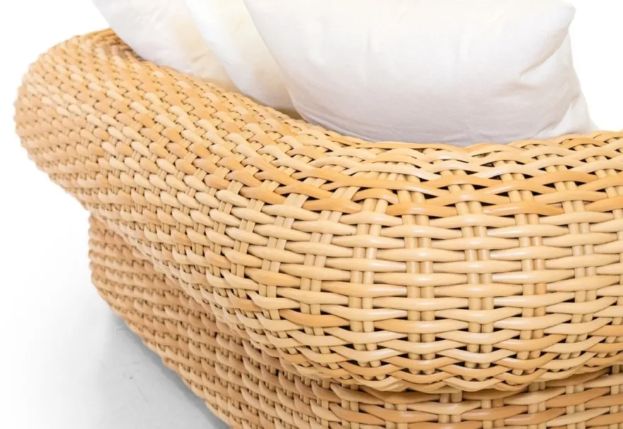 Casa Padrino Luxus 2er Gartensofa Naturfarben / Weiß 205 cm