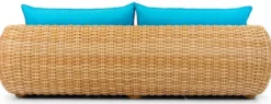 Casa Padrino Luxus 3er Gartensofa Naturfarben / Blau 254 cm