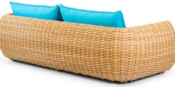 Casa Padrino Luxus 3er Gartensofa Naturfarben / Blau 254 cm