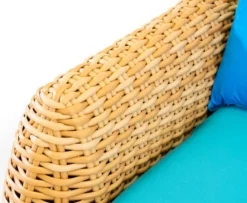 Casa Padrino Luxus 3er Gartensofa Naturfarben / Blau 254 cm