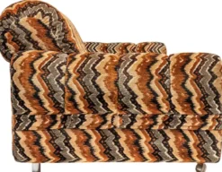 Casa Padrino Luxus 70er Jahre Design Sofa Beige / Braun / Schwarz 228 x 93 x H. 70 cm - Retro Wohnzimmer Sofa mit Rollen - 70er Jahre Design Wohnzimmer Möbel