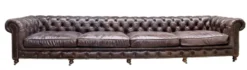 Casa Padrino Luxus 6er Sofa Braun 410 x 120 x H. 77 cm - Chesterfield Möbel