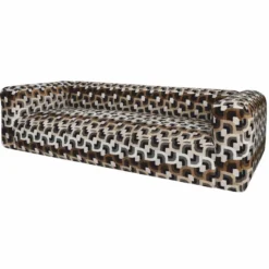 Casa Padrino Luxus 3er Sofa Braun / Weiß / Schwarz 252 cm - Wohnzimmer & Hotel Möbel
