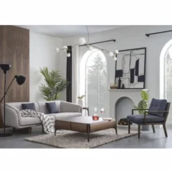 Casa Padrino Luxus 3er Sofa Grau / Braun 240 cm - Wohnzimmer & Hotel Möbel