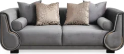 Casa Padrino Luxus 3er Sofa Grau / Silber / Schwarz - Elegantes Wohnzimmer Sofa - Luxus Wohnzimmer Möbel - Luxus Kollektion
