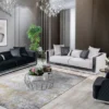 Casa Padrino Luxus 3er Sofa Hellgrau / Siber 220 x 90 x H. 70 cm - Verspiegeltes Wohnzimmer Sofa - Hotel Sofa - Wohnzimmer Möbel - Hotel Möbel - Luxus Möbel