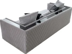 Casa Padrino Luxus 3er Sofa Hellgrau / Siber 220 x 90 x H. 70 cm - Verspiegeltes Wohnzimmer Sofa - Hotel Sofa - Wohnzimmer Möbel - Hotel Möbel - Luxus Möbel