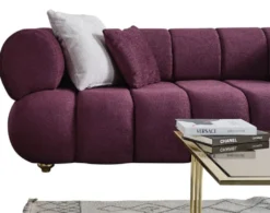 Casa Padrino Luxus 4er Sofa Lila / Gold - Modernes Wohnzimmer Sofa - Moderne Wohnzimmer Möbel - Luxus Kollektion