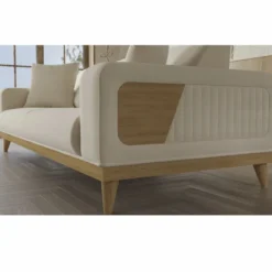 Casa Padrino Luxus 3er Sofa mit verstellbaren Rückenlehnen Creme / Naturfarben 224 cm - Luxus Interior