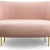 Casa Padrino Luxus 2er Sofa Rosa / Gold 130 x 72 x H. 80 cm - Wohnzimmer Sofa mit gebogener Rückenlehne - Wohnzimmer Möbel - Luxus Möbel - Wohnzimmer Einrichtung - Luxus Einrichtung