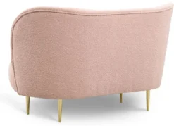 Casa Padrino Luxus 2er Sofa Rosa / Gold 130 x 72 x H. 80 cm - Wohnzimmer Sofa mit gebogener Rückenlehne - Wohnzimmer Möbel - Luxus Möbel - Wohnzimmer Einrichtung - Luxus Einrichtung