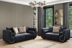 Casa Padrino Luxus 3er Sofa Schwarz / Silber - Elegantes Wohnzimmer Sofa - Luxus Wohnzimmer Möbel - Luxus Kollektion