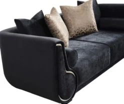 Casa Padrino Luxus 3er Sofa Schwarz / Silber - Elegantes Wohnzimmer Sofa - Luxus Wohnzimmer Möbel - Luxus Kollektion
