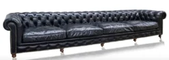 Casa Padrino Luxus 6er Sofa Schwarz 410 x 120 x H. 77 cm - Chesterfield Möbel